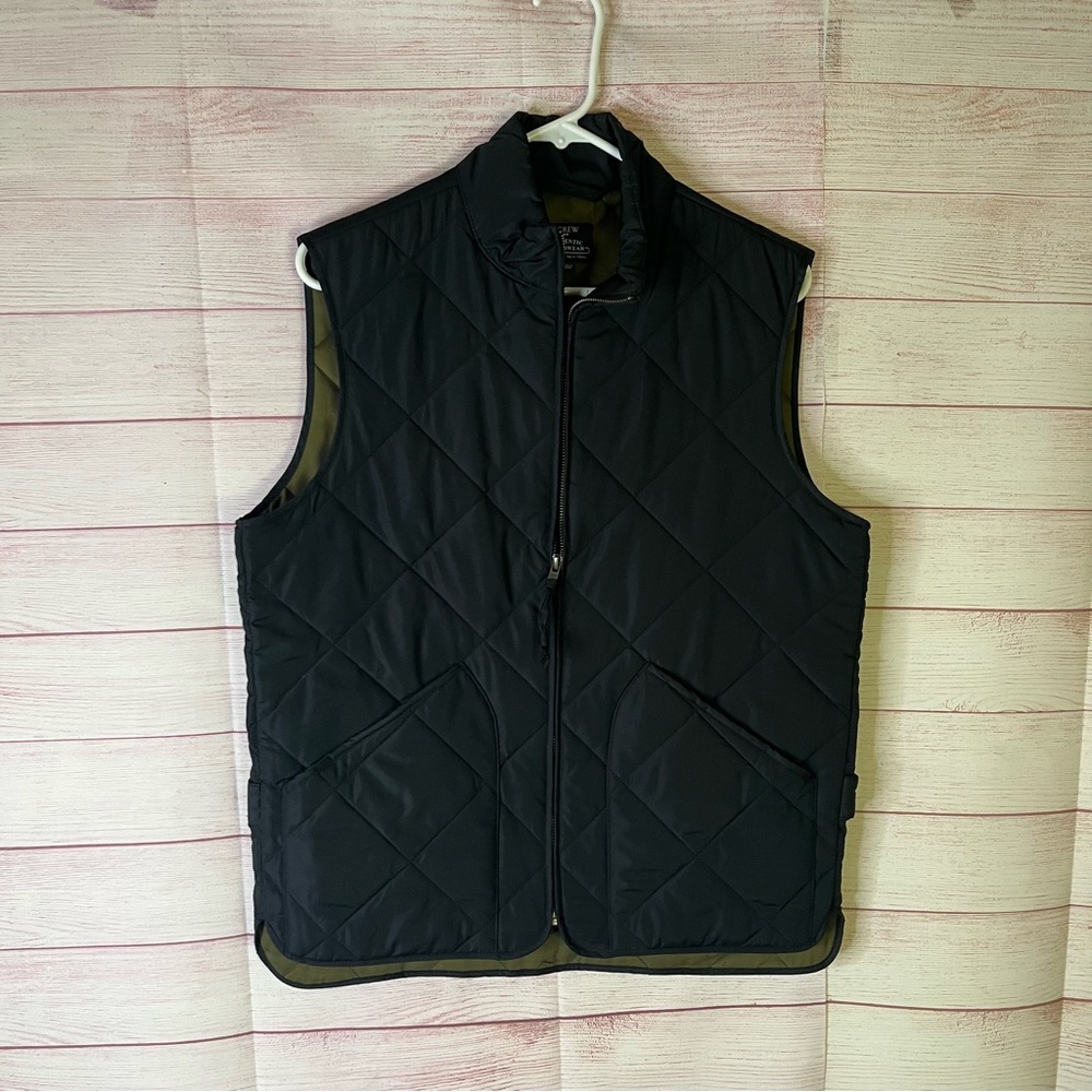 J. Crew Authentic Outerwear Full Zipper Black Vest Size Small